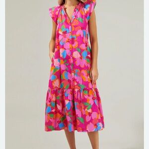 Sugarlips Vibrant Floral Midi Dress